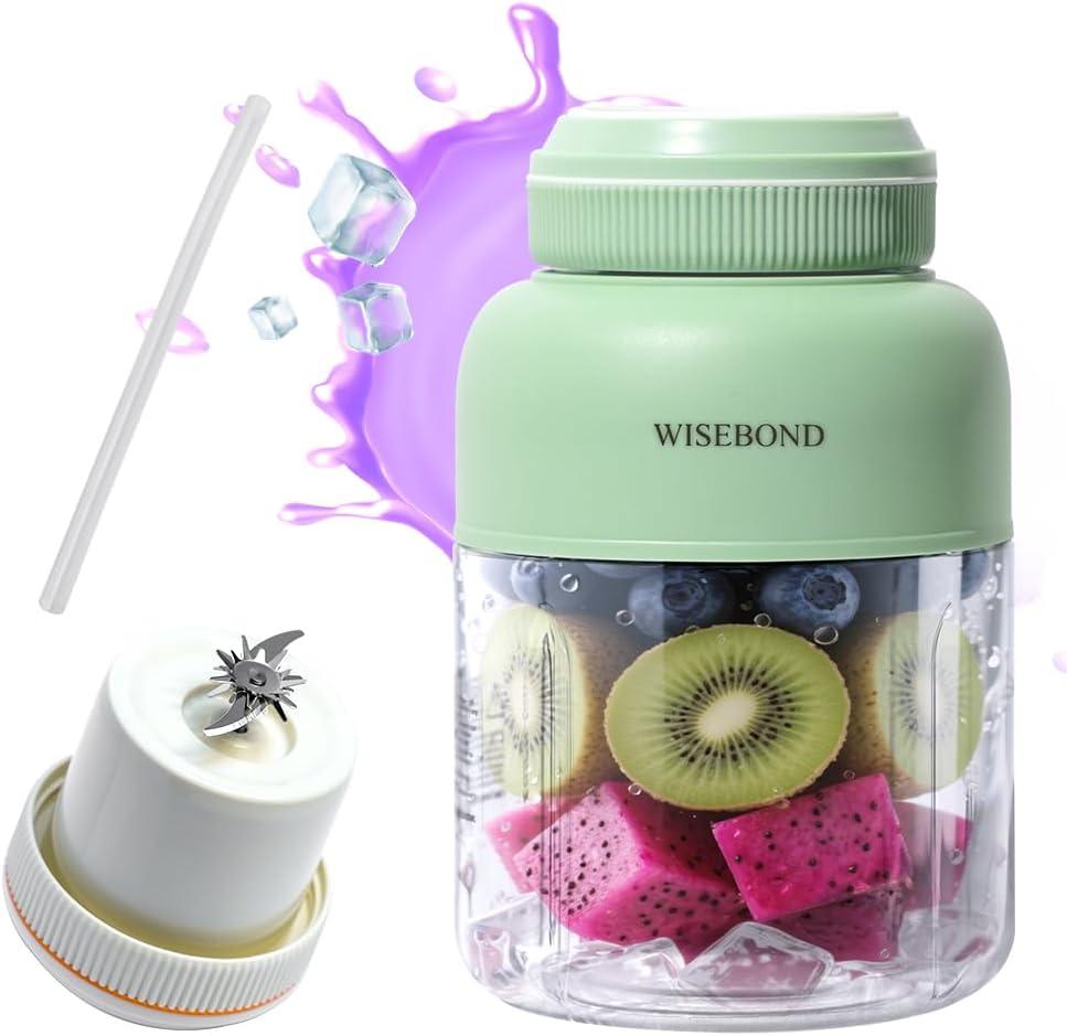 WISEBOND Portable Smoothie Blender for Shakes & Smoothies 43oz 1300ML large Capacity Cordless Juicer Cup Sharp Blades Powerful Blending Juice Vegetable Crush Small Ice for Kitchen Gym Outdoor (Green)