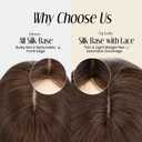 MY-LADY Human Hair Toppers for Women Real Human Hair with Bangs Thin 7 * 13CM Silk Base with Lace Clip in Straight Remy Hairpieces 150% Density 12 Inch Dark Brown