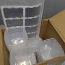 Jinei 50 Pcs 16 oz Plastic Deli Containers with Lids Clear Square Food Storage Containers Stackable Airtight Square Container with Lids with 9 Labels and Marker for Kitchen Storage Meal Take out