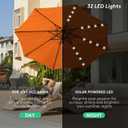 JEAREY 9FT Outdoor Patio Umbrella with Solar Lights, LED Lighted Pool Umbrella with Tilt and Crank, Outdoor Table Umbrellas for Deck, Yard & Market (Orange)