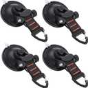 CONBOLA Suction Cup Hooks Heavy Duty 4 Pieces Car Camping Essentials Upgraded Tie Down Suction Cup Camper Accessories with Securing Hook Strong Power for RV Boat Window Glass Camping Trap.(4 pcs)