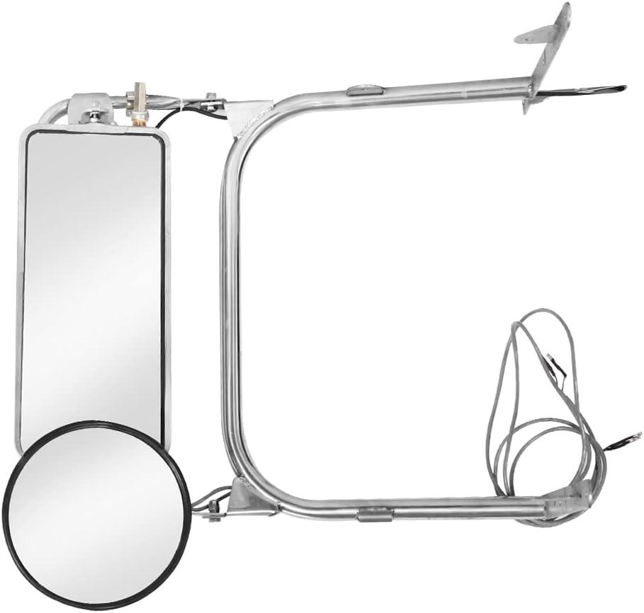 Stainless Steel Mirror Assembly for Peterbilt 379 Trucks, with Heated & Power, Left/Driver Side