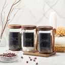 KOSKIMER Coffee and Sugar Container Set, Glass Coffee Jars with Wooden Lids and Scoops, Decorative Sugar Tea Creamer Canisters for Kitchen Countertop (25oz)