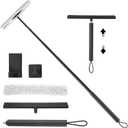 11.2-46 Extendable Window Squeegee for Home, 2 in 1 Window Washing Kit with Extension Pole, Window Cleaner Tool for Shower Rooms, Glass, Floors, Tiles, Walls, Car Windshields