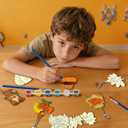 delaimastor 24Pcs Thanksgiving Turkey Craft Wood Color Your Own Keychains DIY Wooden Fall Turkey Keychains Crafts Kits for Thanksgiving Party School Home Active Favors Gifts (yellow)