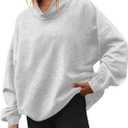 LILLUSORY Mock Neck Sweatshirt Womens Oversized Pullover Turtleneck Long Sleeve Tops Trendy Fall Fashion 2025 (Medium, Grey)