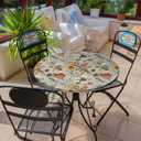 Autumn Melody Floral Round Tablecloth  Fitted Circle Table Cover with Elastic Edge, Waterproof & Washable Polyester Table Cloth for 55" to 66" Indoor/Outdoor Tables (Autumn Songbird Canvas)