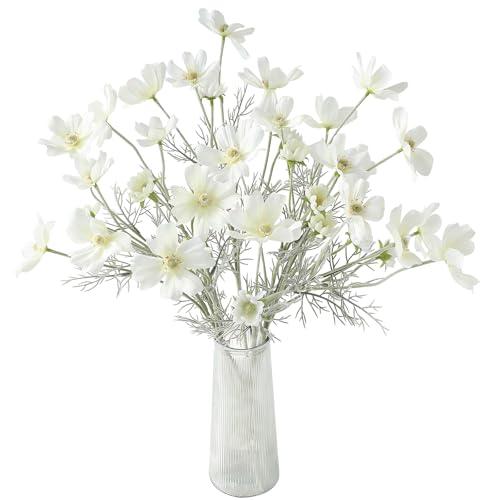 Floroom 5 Pcs Artificial Flowers Ivory Fake Cosmos Faux Silk Flower for Indoor Home Decor, Party Arrangements, Wedding Bouquets, Floral Table Centerpieces, and Decorations