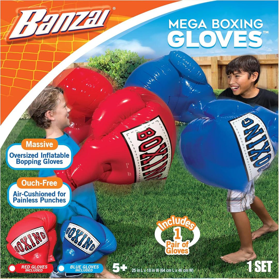 BANZAI Kids Inflatable Mega Boxing Gloves, Red Blue