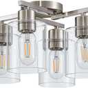 Semi Flush Mount Ceiling Light Kitchen Lighting Fixtures Ceiling Brushed Nickel Kitchen Cieling Light Fixtures with Clear Glass Shade for Dining Room Bedroom Living Room Hallway E26 Scoket, 4 light