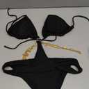 OYOANGLE Women's Chain Linked Cut Out Halter One Piece Swimsuit Tummy Control Bathing Suit (Large, Black)