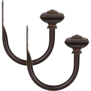 KAMANINA Curtain Tiebacks, Vintage Bronze Curtain Holdbacks with Square Finial, Curtain Hooks for Wall Drapes Tie Back Home Window Decor, Curtain Holders for Living Room (1 Pair/2 Pack)