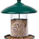 Metal Roof Bird Feeder for Outdoors - 360 Feeding Perch, Green