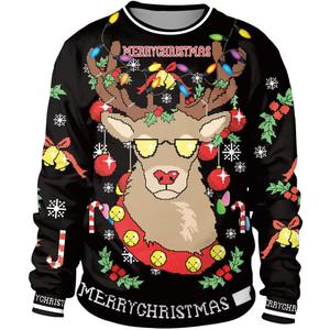 GRAJTCIN Ugly Couples Christmas Sweater Adult Funny 3D Print Cat Elk Dog Christmas Party Cosplay (Medium)