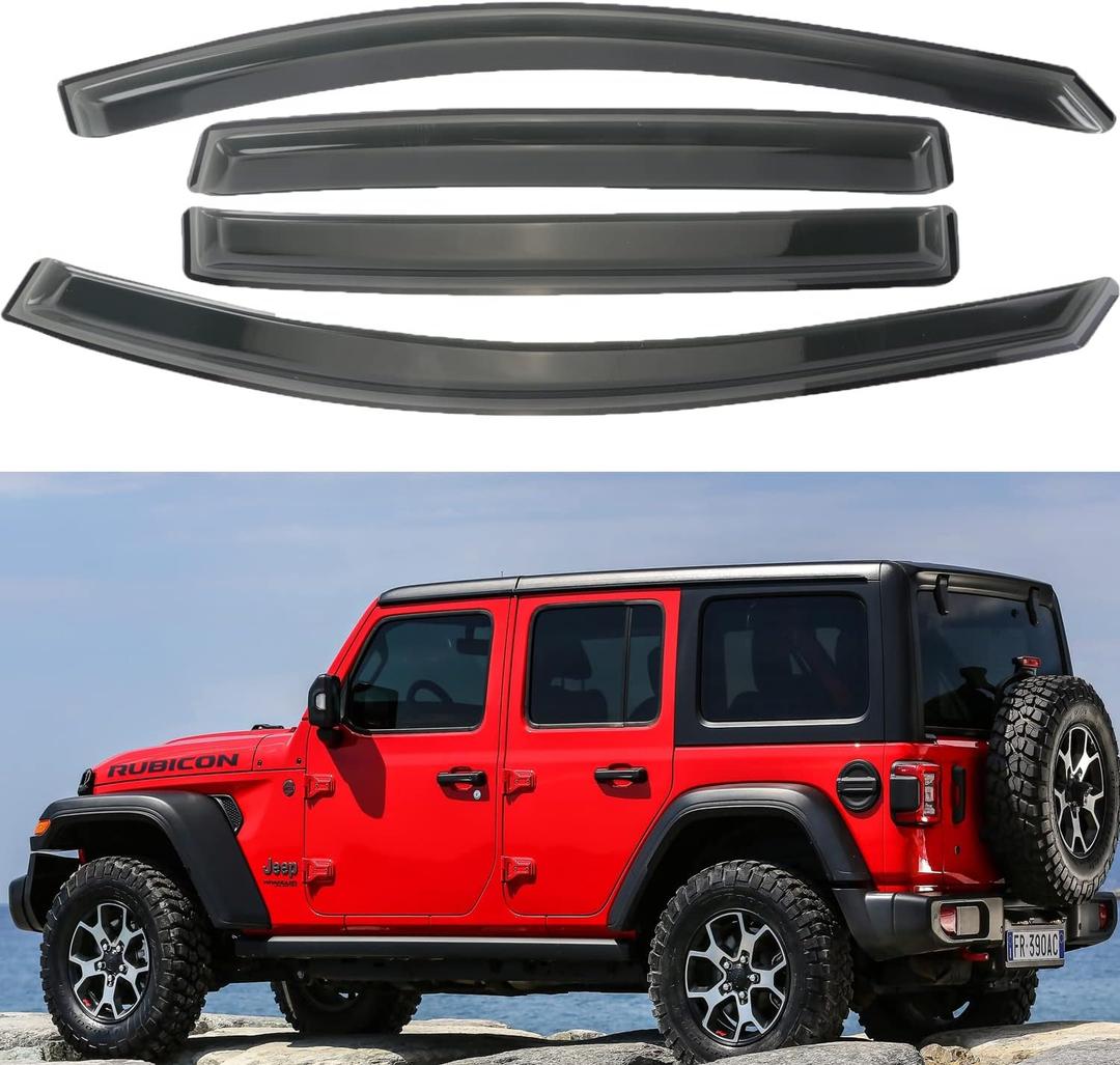 MUCO Rain Guards Visor Side Window Deflector 4Pcs for Wrangler JL 2018-2023;Gladiator 2020-2023-Rain Guards for Car Windows Visors,Car Accessories