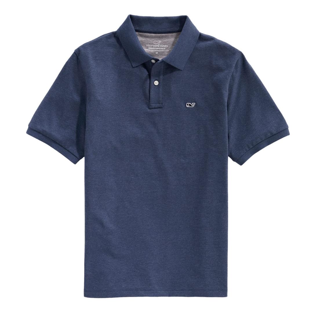 vineyard vines Men's Edgartown Short Sleeve Pique Polo, Deep Bay, Large