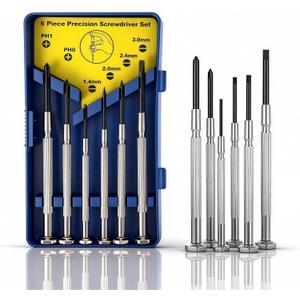 6Pcs Small Screwdriver Set, Mini Screwdriver Set, Eyeglass Repair Screwdriver with 6 Different Size Flathead and Philips Screwdrivers, Ideal for Watch, Jewelers Sold for Seven Years