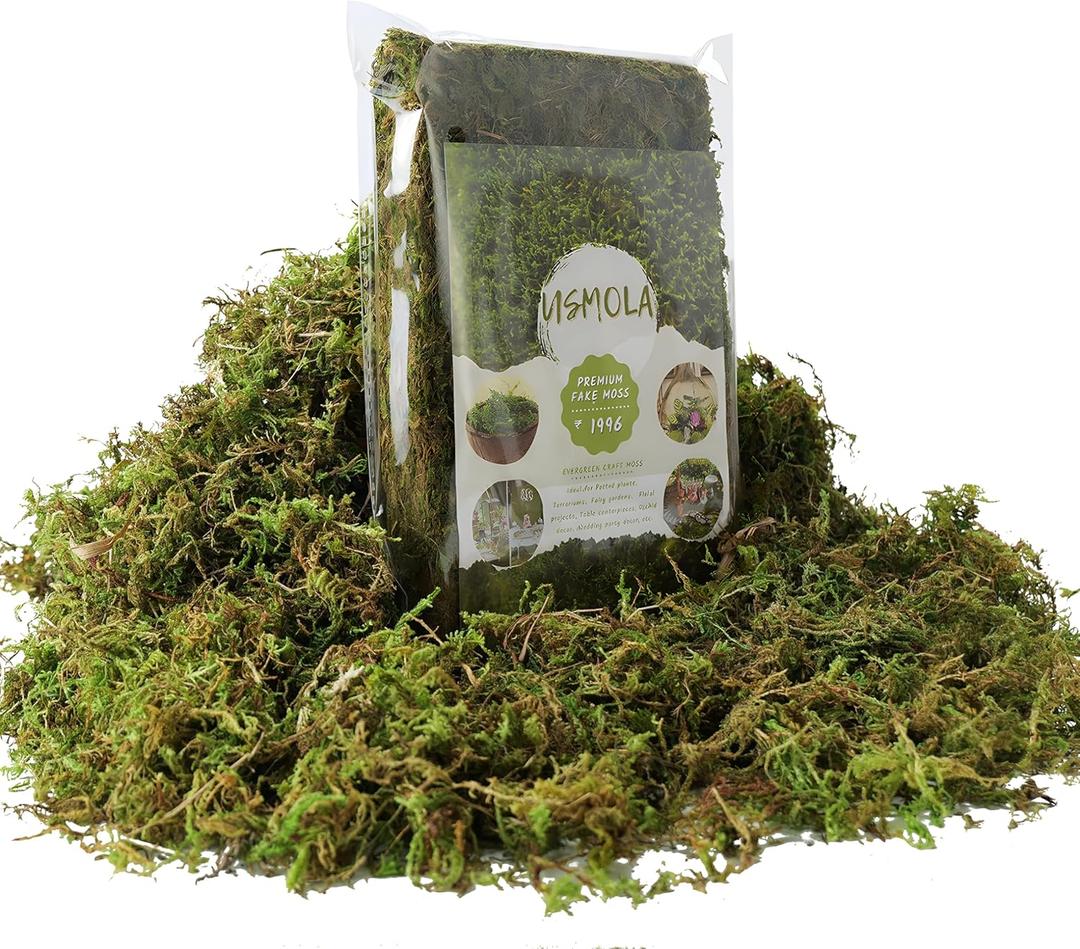Fake Green Moss for Potted Plants, 4OZ Artificial Moss for DIY Crafts, Faux Moss for Table Centerpieces Fairy Garden Decor (Fresh Green 140gr)