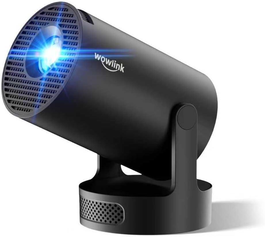 [Built-in Apps & 2025 Upgraded] Mini Projector with WiFi 6 and Bluetooth 5.4 Support 4K 1080P Auto Keystone 180 Rotatable Projector Portable Compatibile with HDMI/TV Stick/Memory Stick/Laptop, Black