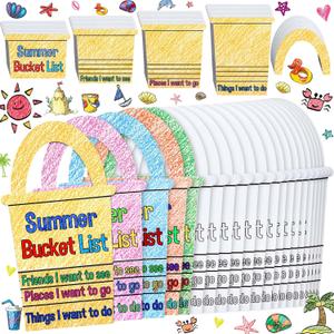 24 Pcs Summer Bucket List Coloring Activity Poster for Kid Color Your Own Summer Bucket List End of School Year Student Gift Beach Pool DIY Craft for Camp Party Supply Home Classroom Graduate