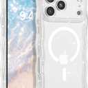 BENTOBEN Magnetic for iPhone 17 Pro Max Case,Clear Crystal Glitter [Curly Wave Edge] [Compatible with MagSafe] Slim Sparkly Shockproof Cute Women Girl Protective Case for iPhone 17 Pro Max 6.9",Clear