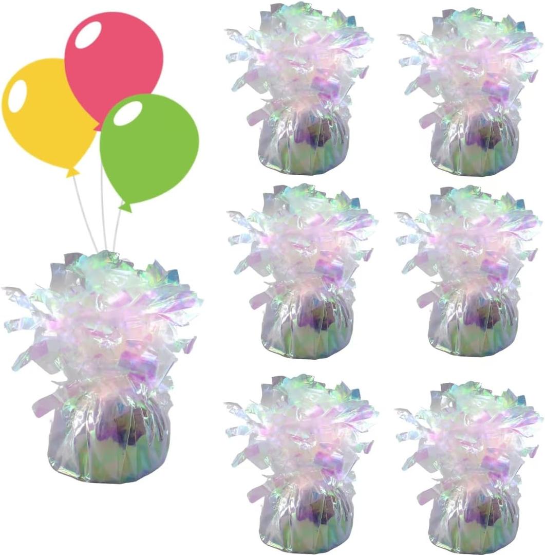 balloon weights are perfect for parties, birthdays, weddings. Each pack includes 6PCS durable weights that easily decorate balloons and elevate any celebration.(Lridescent 100g)