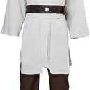 Laku Tunic Costume Mens Tunic Hooded Robe Cosplay Full Set Halloween Costume (Large, White)