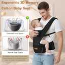 Baby Carrier with Hip Seat, 6-in-1 Baby Carrier Newborn to Toddler, Forward-Facing Carry for Active Babies, Adjustable Detachable Infant Carrier, Hands-Free Baby Holder (Black)