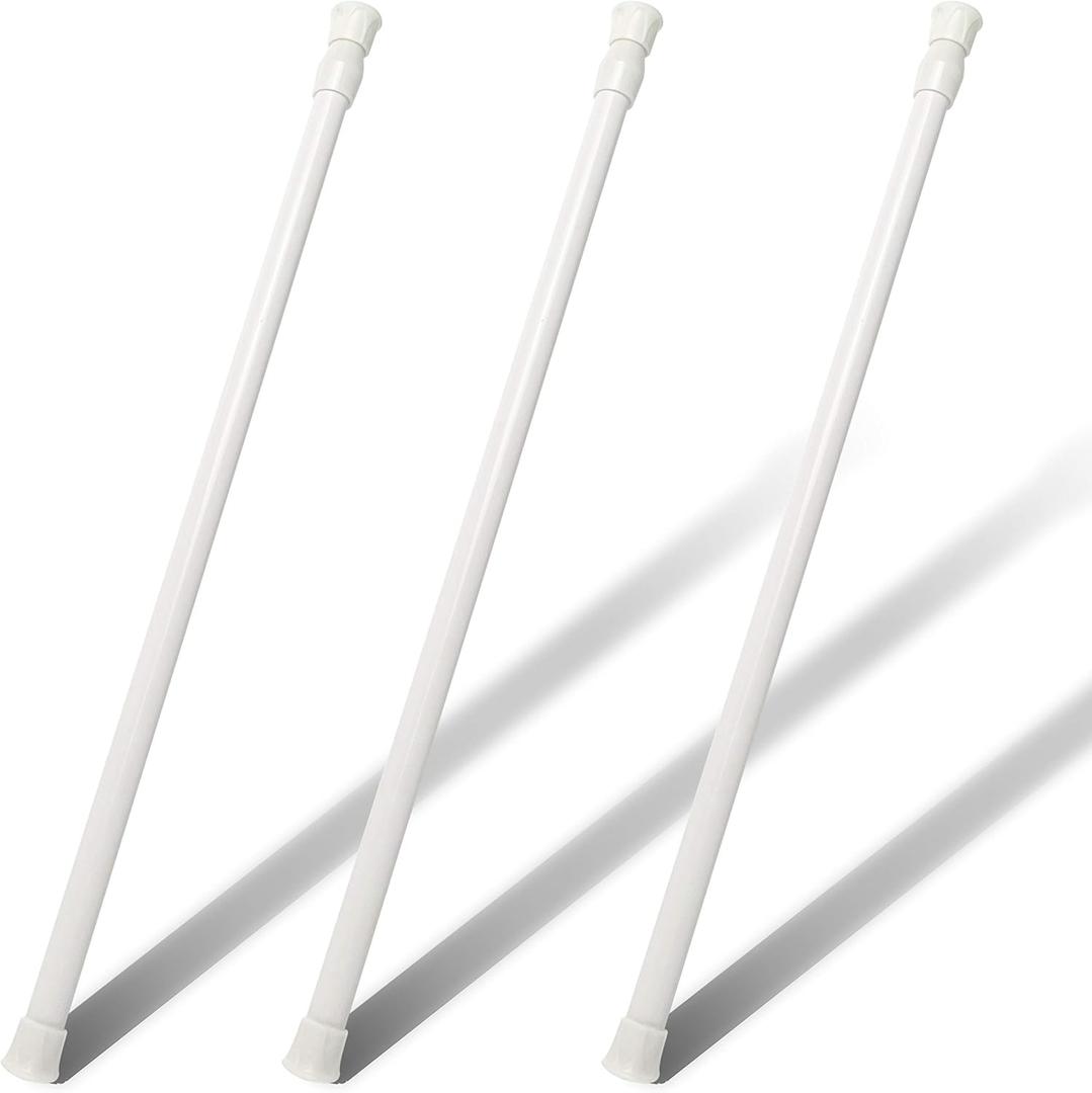 JAYE Curtain rods Spring Tension Curtain Rod Adjustable Length for Kitchen, Bathroom, Cupboard, Wardrobe, Window, Bookshelf DIY Projects (41.1"-74.8" 3PCS WHITE, WHITE)