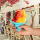 Boao 200 Pcs 8oz Colorful Flower Snow Cone Cup with Spoon Straw Flower Shaped Plastic Leakproof Shaved Ice Cream Bowl Reusable Snack Cups for Kid Birthday Hawaii Party Supplies, Easy Grip