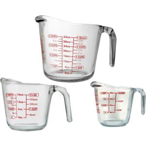 Anchor Hocking Glass Measuring Cups, 3 Piece Set (1 Cup, 2 Cup, 4 Cup liquid measuring cups)