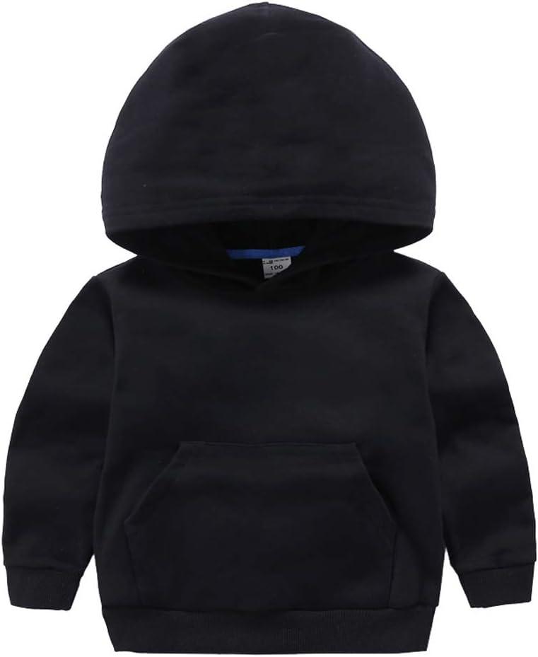 Ding-dong Baby Toddler Kid Boy Girl Solid Casual Pocket Hoodie Sweatershirt Pullover (4T, Black)