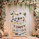 47 Inch Picture Board for Photos Wood Picture Collage Frames Wooden Free Standing Photo Collage Board with 30 Clip for Wedding Bridal Shower Photo Artwork Postcard Greeting Card Organizer