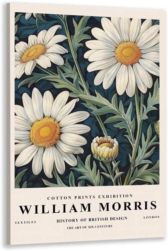 TrhjumpQx William Morris Poster William Morris Wall Art Daisy Art William Morris Prints Exhibition Print Posters Vintage Wall Art Poster for Living Room Bedroom 16x24inch Framed (16L" x 24W")