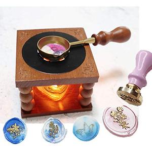 Wax Warmer for Seal Stamp, Wax Seal Stamp Warmer Kit, Wax Seal Stamp Set Sealing Wax Furnace Tool Melting Sealing Wax Seal Sticks Beads Wax Seal Spoon Holder Wedding Invitation Seal Stamp Kit