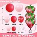 152Pcs Strawberry Balloons Balloon Arch Garland Kit with Foil Strawberry, Strawberry Shortcake Sweet Girl Berry First Themed Party Decorations Supplies for Birthday Baby Shower
