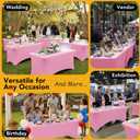 6-Pack Premium Pink Spandex Tablecloths for 4ft Rectangle Tables, Stain & Wrinkle-Resistant, Washable Stretch Polyester Fitted Table Cover for Weddings, Banquets, Trade Shows Events