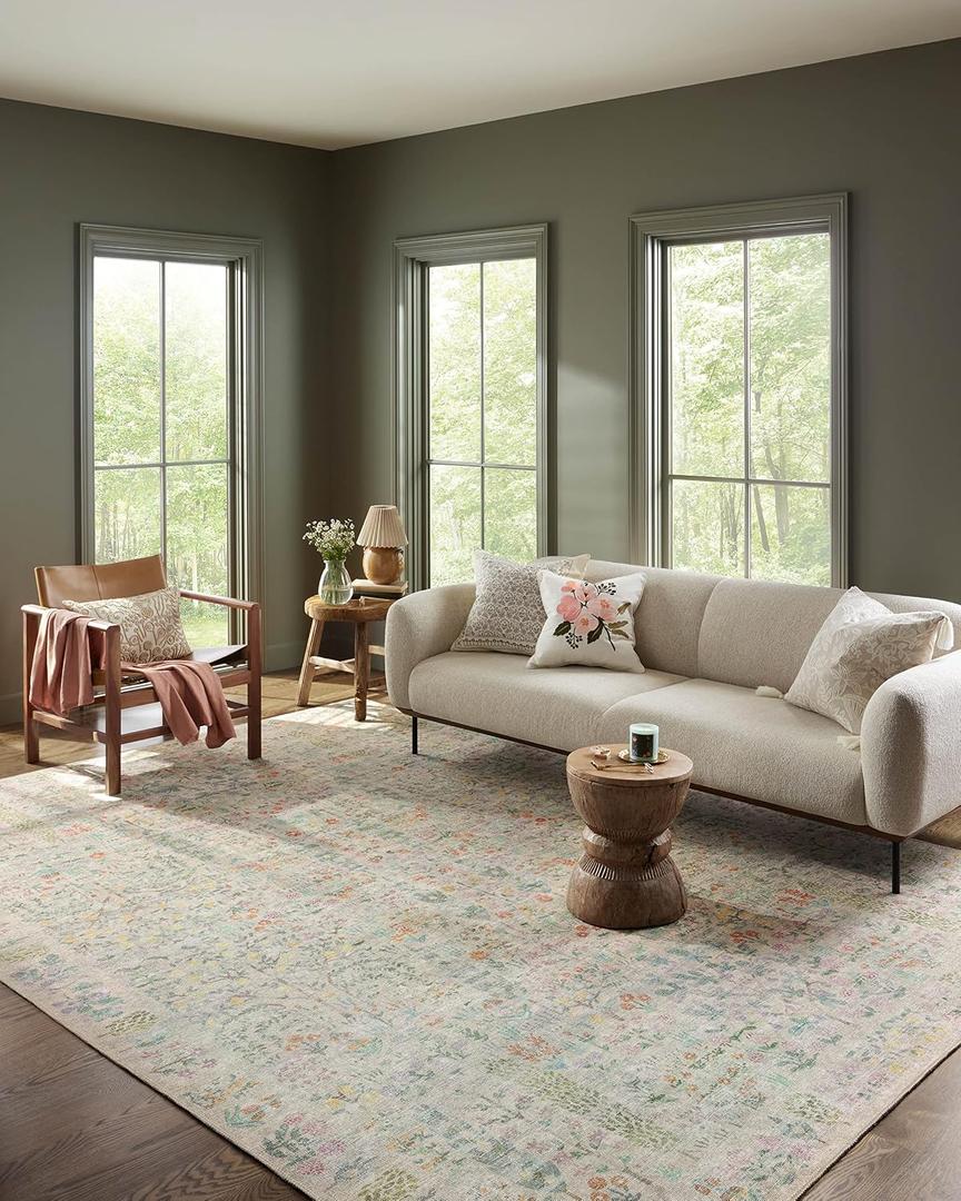 Loloi Rifle Paper Co. Maison Collection MAO-07 Khaki 5'-0" x 7'-6", .19" Pile Height, Area Rug