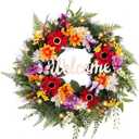 Valery Madelyn 24" Collapsible Floral Summer Fall Wreaths for Front Door