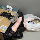 DUMOS Criss Cross Chair with Wheels, Legged Office Armless Wide Desk Seat with Dual-Purpose Base, Adjustable Swivel Teddy Fabric Task Vanity Home Bedroom, Pink