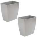 iDesign Small Plastic Bathroom Trash Can, Slim Rectangle Garbage Bin for Bedroom, Office, Dorm, 2-Pack, Gray