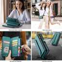 Wallet Case Compatible with iPhone 11 RFID Blocking 7-Card Holder Soft PU Leather Magnetic Snap Shoulder Strap Zipper Pocket Phone Case Fit for iPhone 11 for Women 6.1" - Blue Green