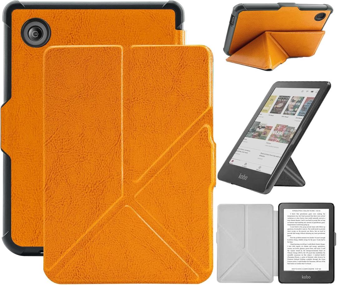 Case Compatible with 6" Kobo Clara Colour(Model N367, 2024)/Clara BW (Model N365, 2024)/Clara 2E (Model N506, 2022), Includes a Screen Protector - Premium PU Leather Cover with Auto Sleep/Wake (One Size)