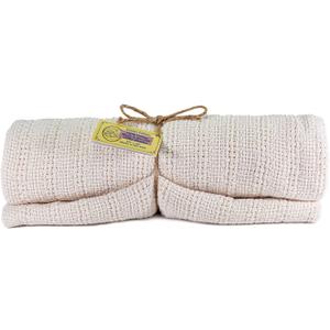 100% Cotton, 100% Made in The USA Utility Blanket 60"x48" for Travel or Home (Natural)