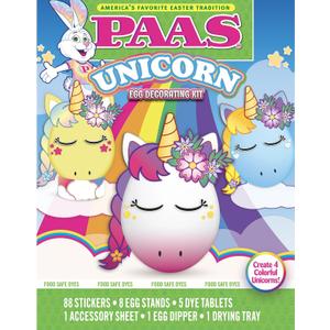 5 x PAAS Unicorn Egg Decorating Kit Create Magical Unicorn Eggs with 5 Dye Tablets, 88 Stickers, and 1 Accessory Sheet