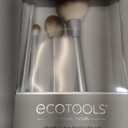 EcoTools Precious Metals Cheek & Eye Highlight Makeup Brush Kit, for Eyeshadow, Blush, & Powder Products, Eco Friendly, Cruelty Free Face Brushes, Recycled Aluminum, Chrome, 4 Piece Set