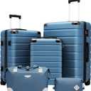 Coolife Luggage Set Suitcase 3 Piece Carry On Travel Luggage TSA Lock Spinner Wheels Aluminum Corner Protectors Hard Shell Lightweight Suitcase Set (Blue)