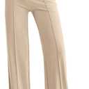 PRETTYGARDEN Straight Leg Pants Stretchy Button Business Casual Work Trousers Knit Elastic Waist Slacks (Small, Light Khaki)