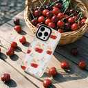 for iPhone 14 Plus Case, Cute Cherry & Floral Pattern with Vintage Bows, Military-Grade Drop Protection, Cute Soft Slim TPU Protective Cover with Camera Protection for Women & Girls