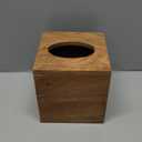NIRMAN Acacia Wood Square Tissue Box with Slide-Out Bottom for Bathroom, Bedroom, Dinner Table, Office (5.5" x 5.5" x 6")
